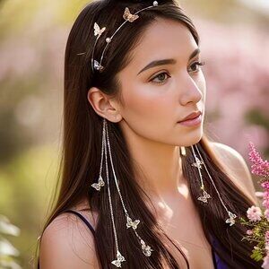 1 pc Long Tassel Headband with Diamond Studs | Elegant and Sweet Style